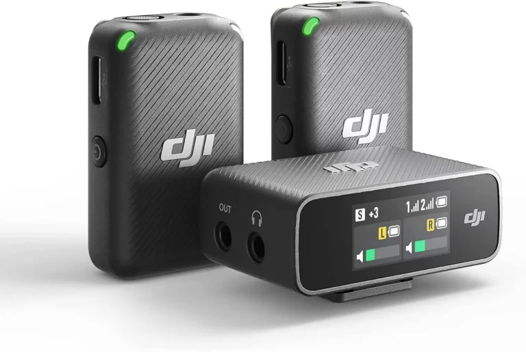 DJI Mic wireless microphone system designed for action cameras, vlogging, interviews, and professional-quality audio recording.