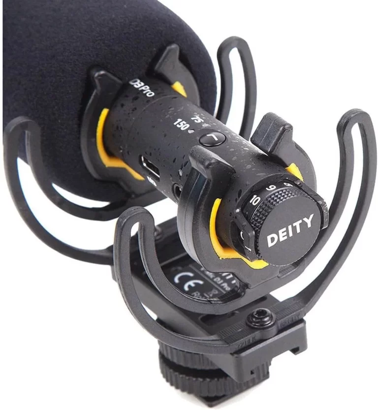 Deity V-Mic D3 Pro super cardioid directional shotgun microphone for action cameras, filmmaking, vlogging, and professional audio recording.