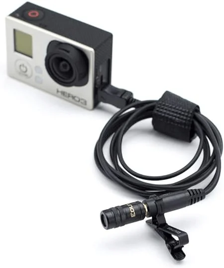 Edutige ETM-001 compact microphone for action cameras, smartphones, and portable recording, designed for improved voice and video audio quality.