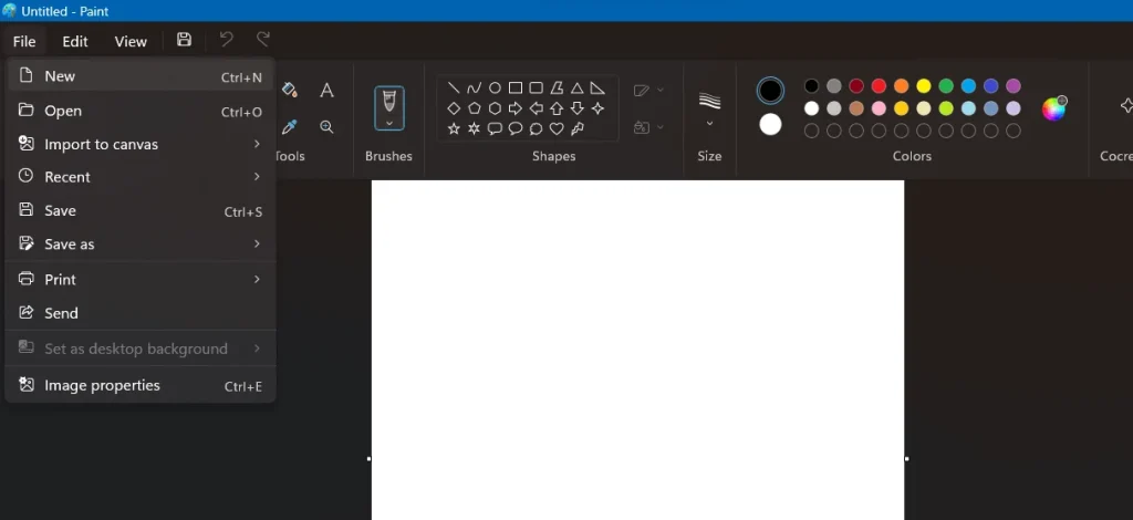 New File in Paint