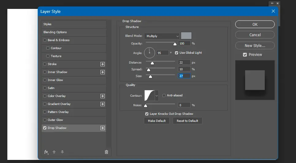 Layer Style Panel in Photoshop