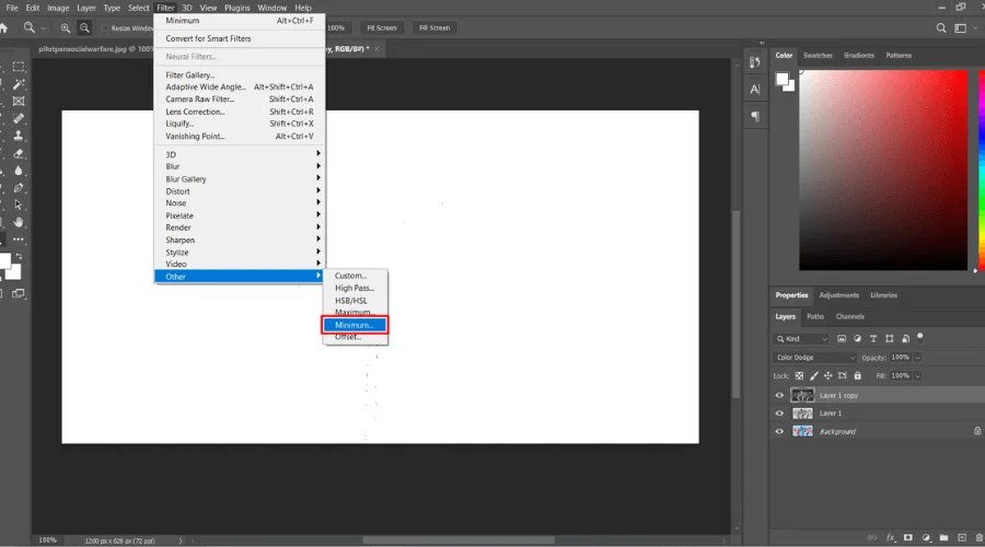 minimum filtering photoshop
