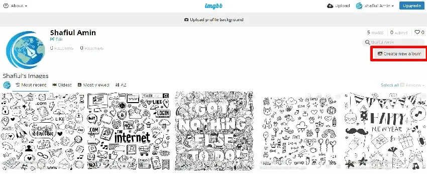 new album option in imgbb, imgbb