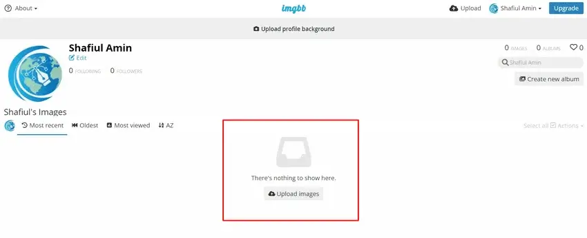 place where users uploaded images shown, imgbb