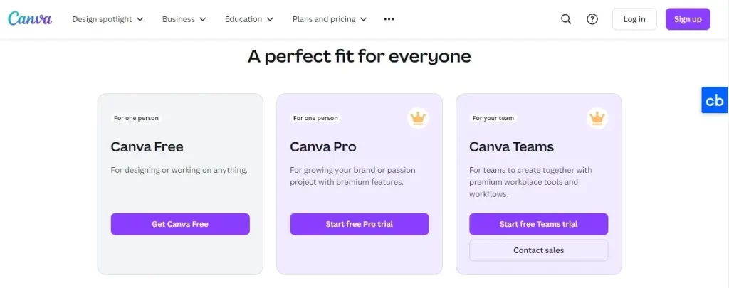 Canva pricing page illustration showing subscription plans and design tool options for creating professional graphics and visual content.