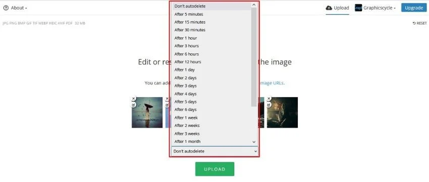 duration of image in imgBB, imgBB