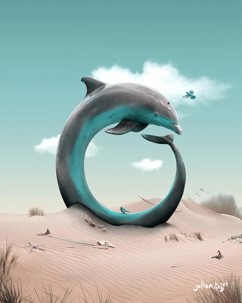 Surreal photo manipulation artwork by Julien Tabet featuring creative digital compositions and imaginative animal photography transformations