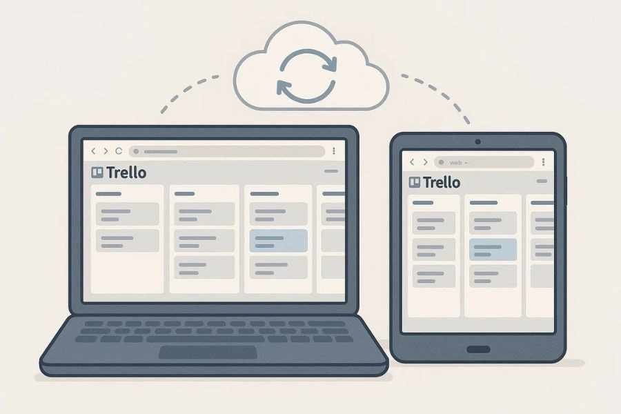 Cross-platform web application synchronized across desktop and mobile devices