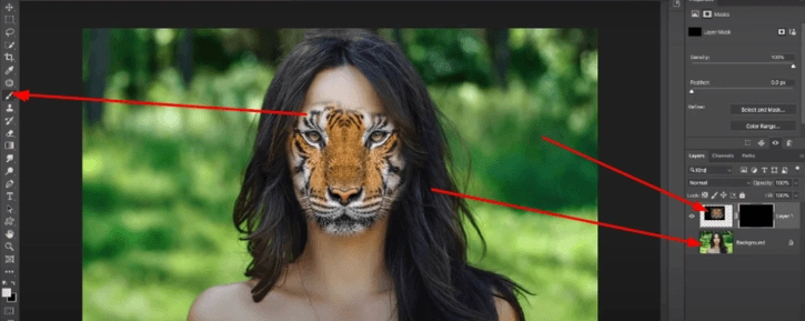 Using the Eyedropper Tool to sample the eyebrow color for a seamless blend.