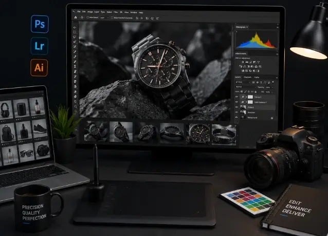 Business photos enhanced with professional editing and retouching services