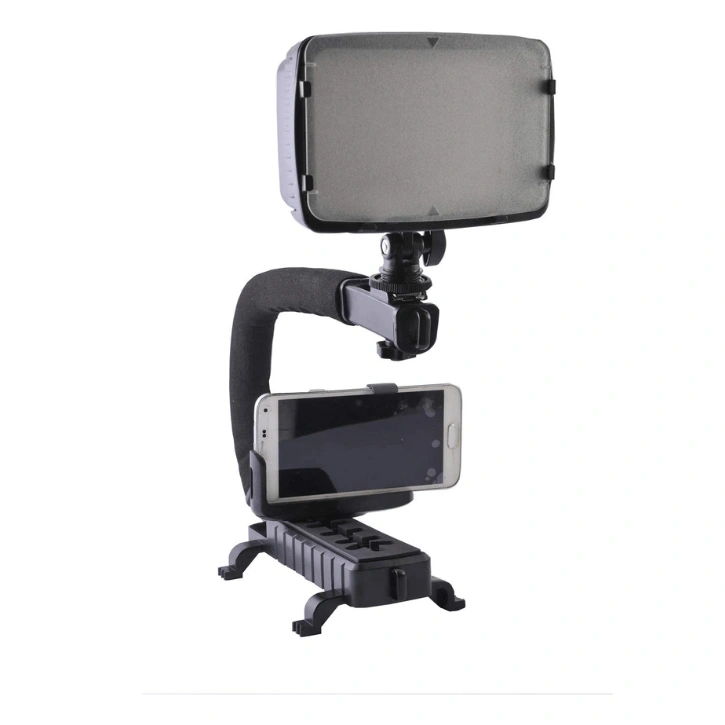 Zonman camera stabilizer kit with 72 LED video light for cameras and phones